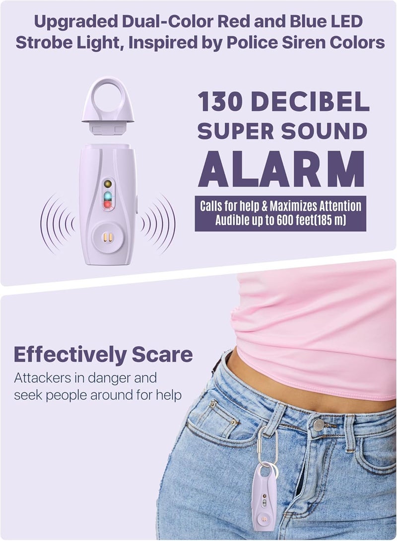 VIGOROAD Rechargeable Personal Safety Alarm Keychain, Upgraded Dual-Color Red & Blue Strobe Light, LED Flashlight, 130dB Loud Siren, Safe Personal Alarm for Women, Kids and Elders - Image 2